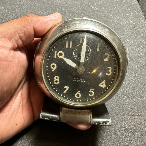 Antique Westclox Baby Ben Wind Up Alarm Clock with Black Face Not Running Clock - Picture 1 of 12